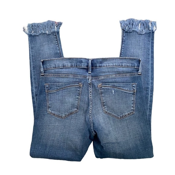 Express Women’s Size 6P Stretch Cropped Frayed Distressed Mid Rise Legging Jean - Picture 5 of 9